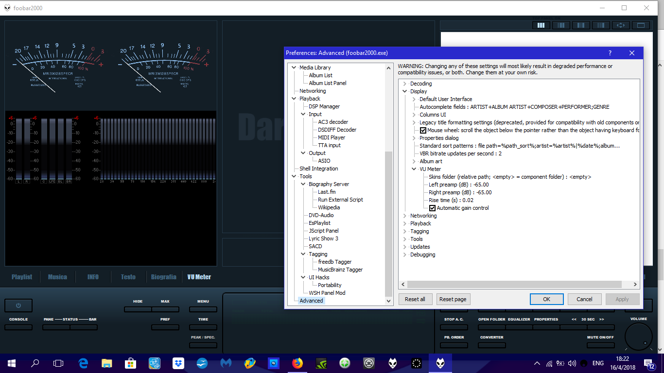 foobar analog vu meter