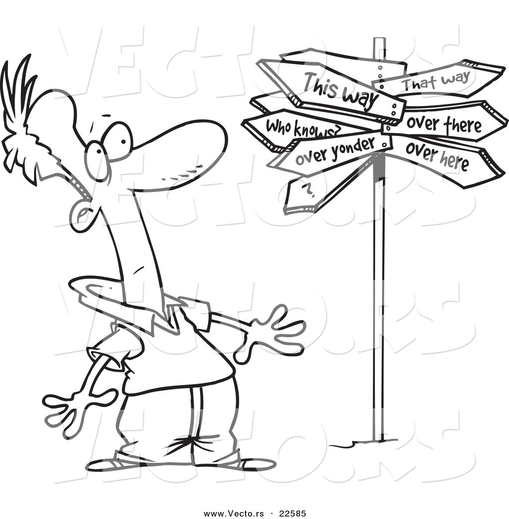 vector-of-a-cartoon-man-at-a-crossroads-with-a-crazy-sign-coloring-page-outline-by-toonaday-22...jpg