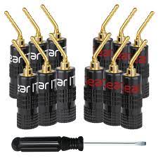 GearIT Pin Banana Plugs for Speaker Wire (6 Pairs, 12 Pieces), 2mm Pin Plug  Screw Type, 24K Gold Plated Connectors (Support 12 AWG to 20 AWG Wires):  Amazon.co.uk: Electronics & Photo