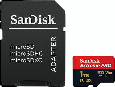 Sandisk Extreme Pro microSDXC 1TB Class 10 U3 V30 A2 UHS-I με αντάπτορα