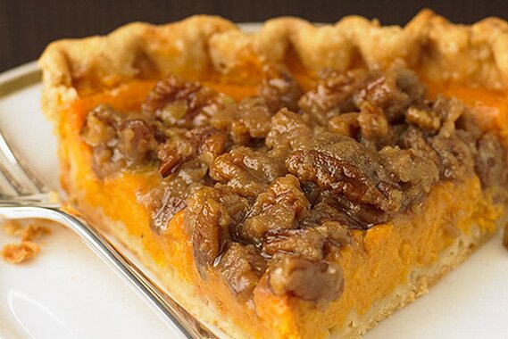 Sweet Potato Pie with Pecan Topping 