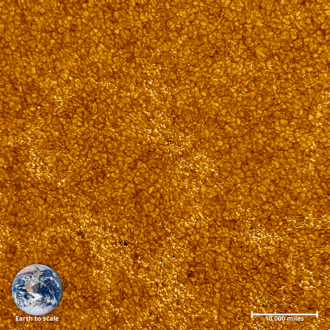 Η επιφάνεια του Ήλιου 'τραβηγμένη' από το Visible Broadband Imager του ηλιακού τηλεσκόπιου Daniel K. Inouye.